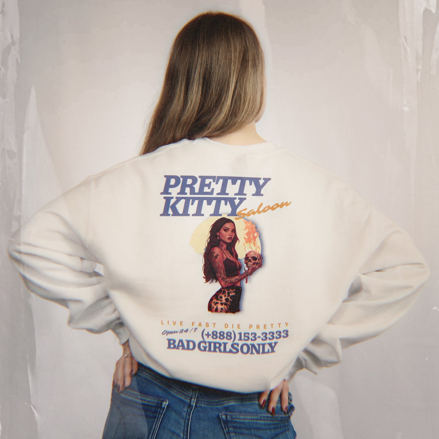 Pretty Kitty Saloon 24/7 Graphic Long Sleeve