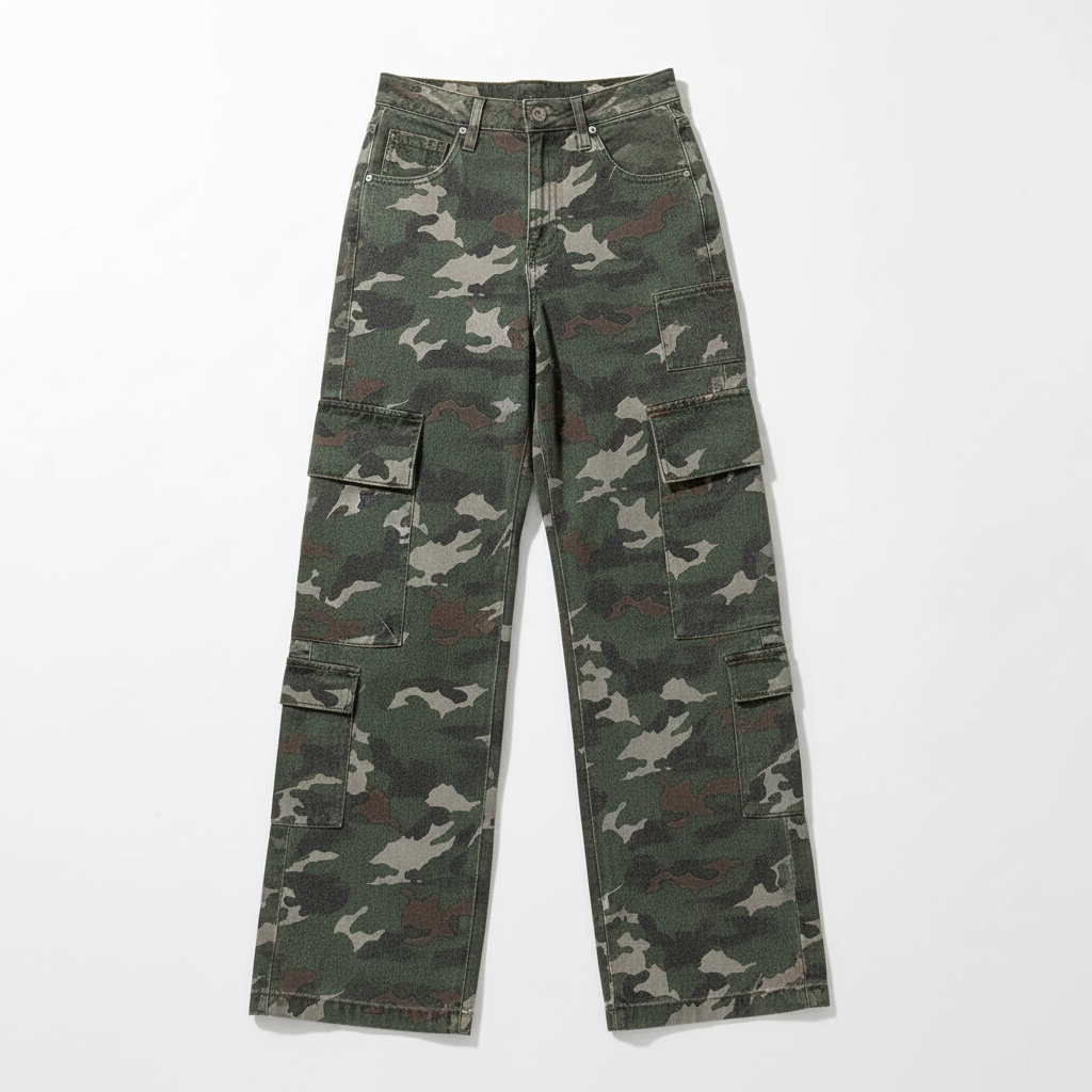 Those Camo Print High Waist Cargo Pants