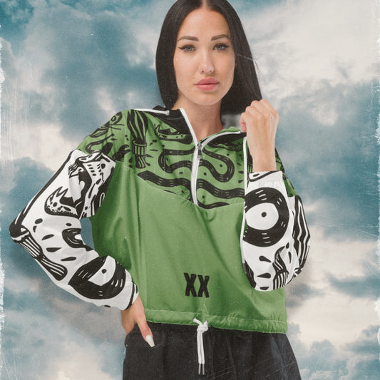 Chaos Print Cropped Windbreaker