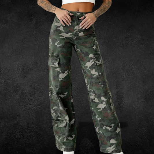 Those Camo Print High Waist Cargo Pants