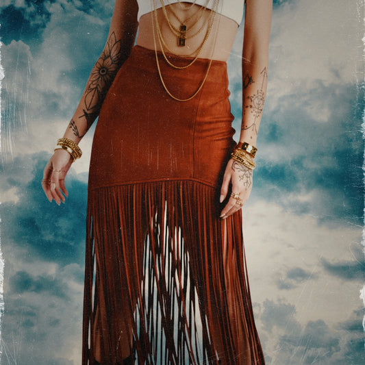 Renegade Suede Fringe Skirt